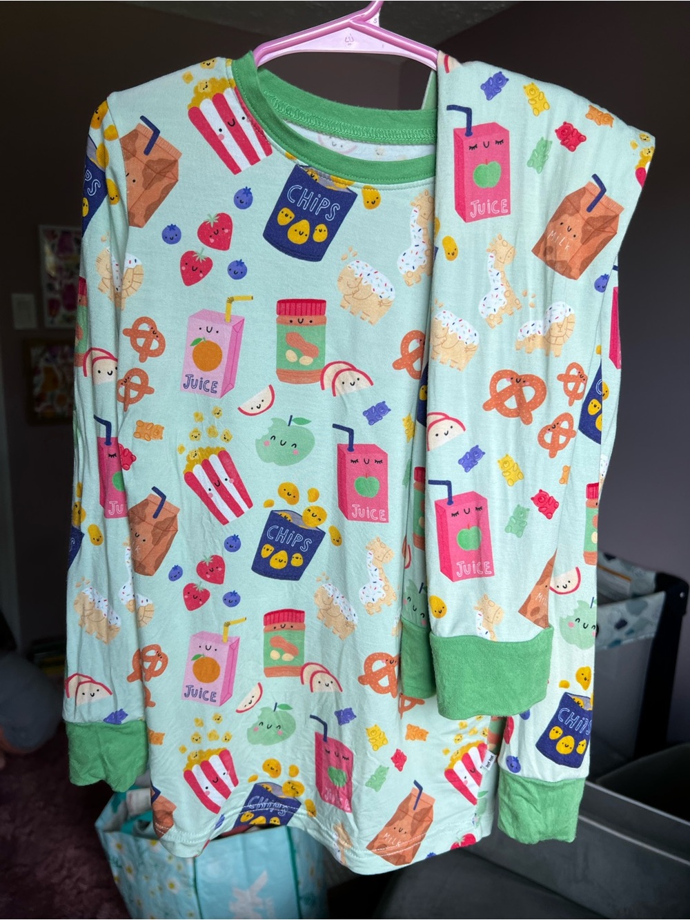 Little Sleepies Snack Attack Long Sleeve Pajama Set 7/8 Years VGUC